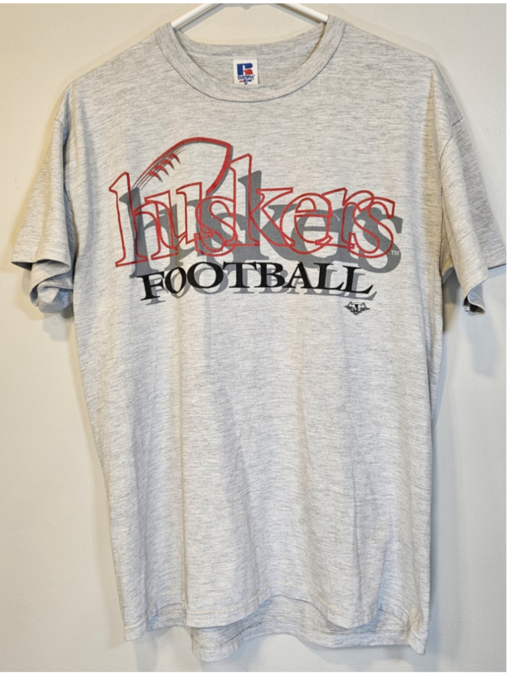 Vintage 90s Nebraska Huskers Football T Shirt M Russell Athletic USA Made